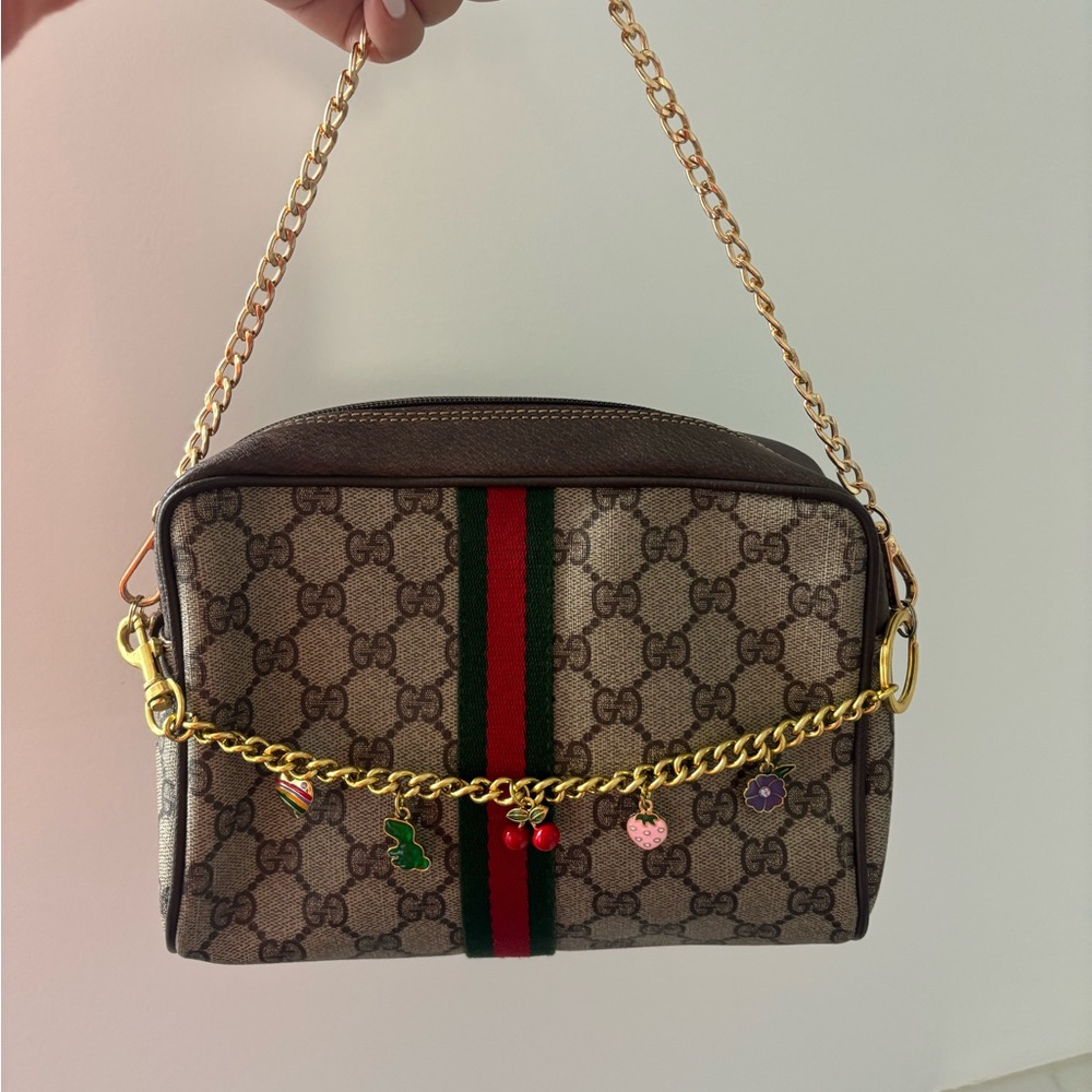 Gucci Beige Crossbody Bag with Gold Chain